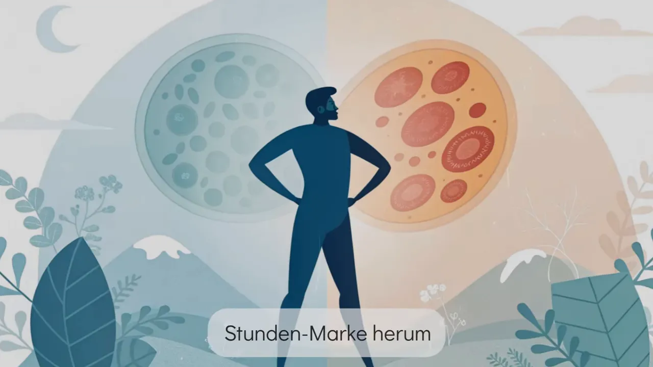 Grafik einer stehenden Person zwischen zwei farbigen Kreisen, die den Wechsel von Energieträgern zeigen