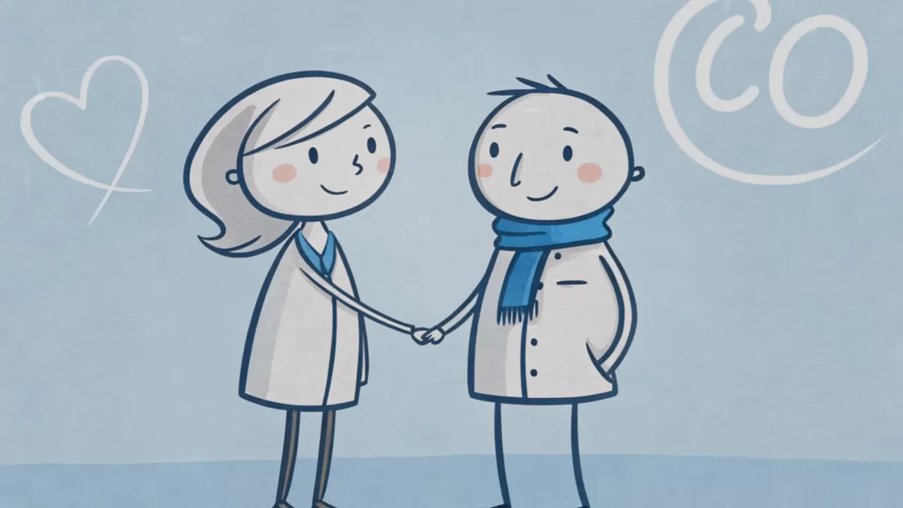 Zwei gezeichnete Figuren schütteln die Hand; symbolisch für ein Angebot und eine Entscheidung