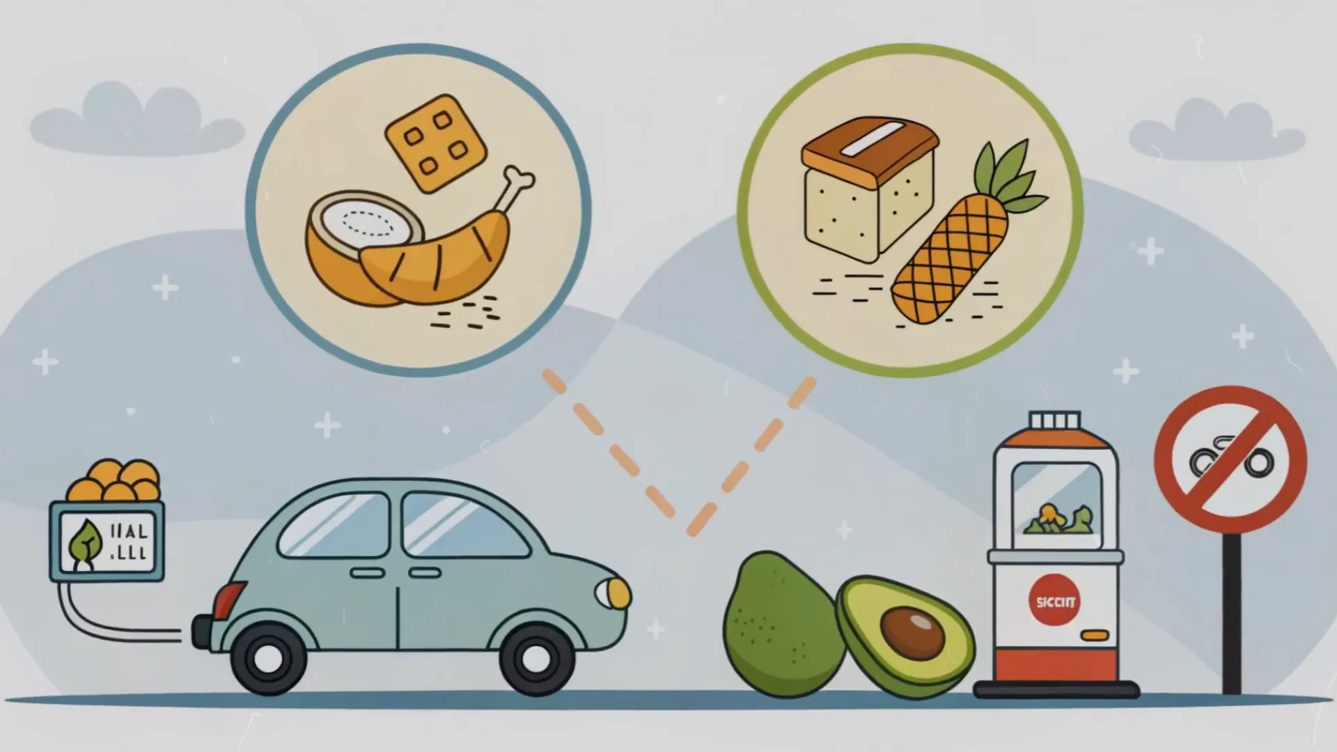 Körper als Auto, das Benzin (Kohlenhydrate) tankt