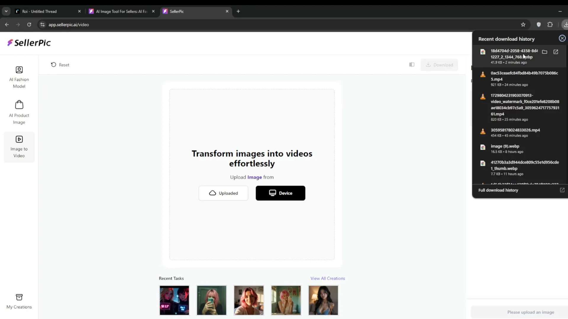 Uploading images to the new AI tool