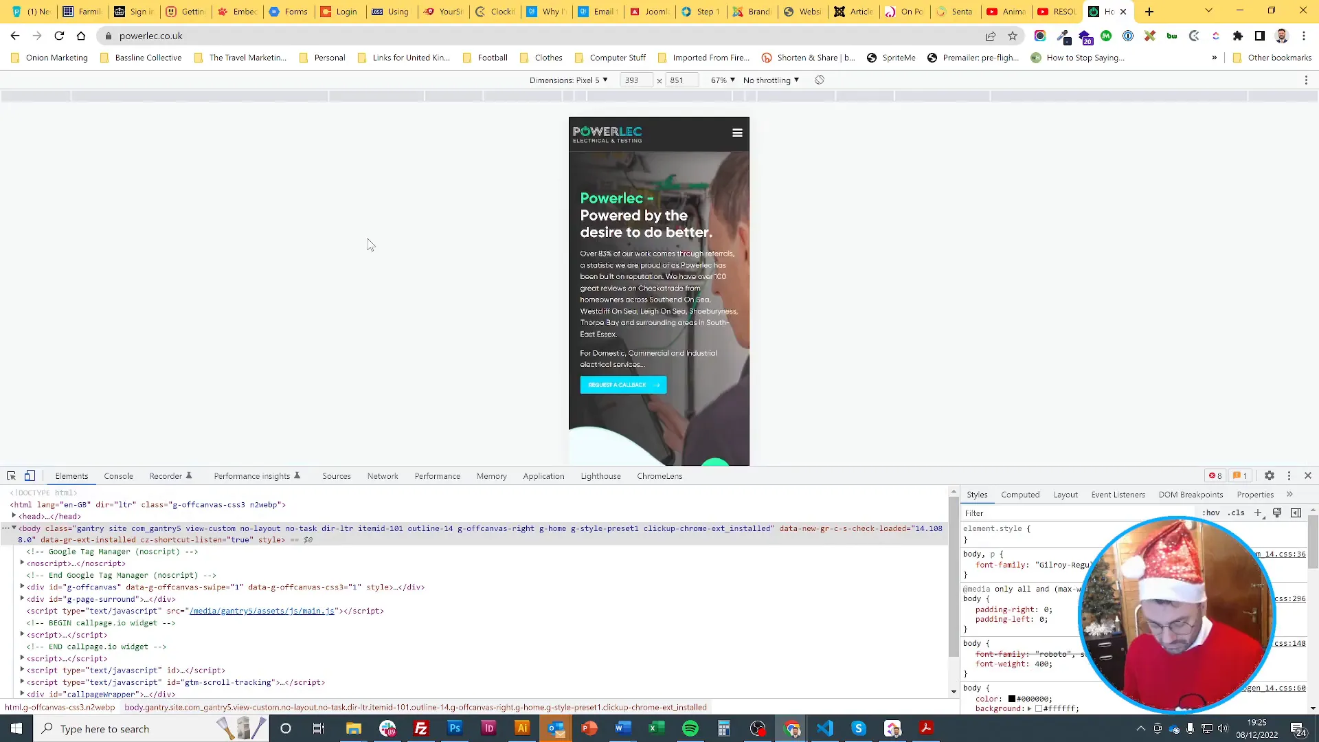 Switching to mobile view in Developer Tools