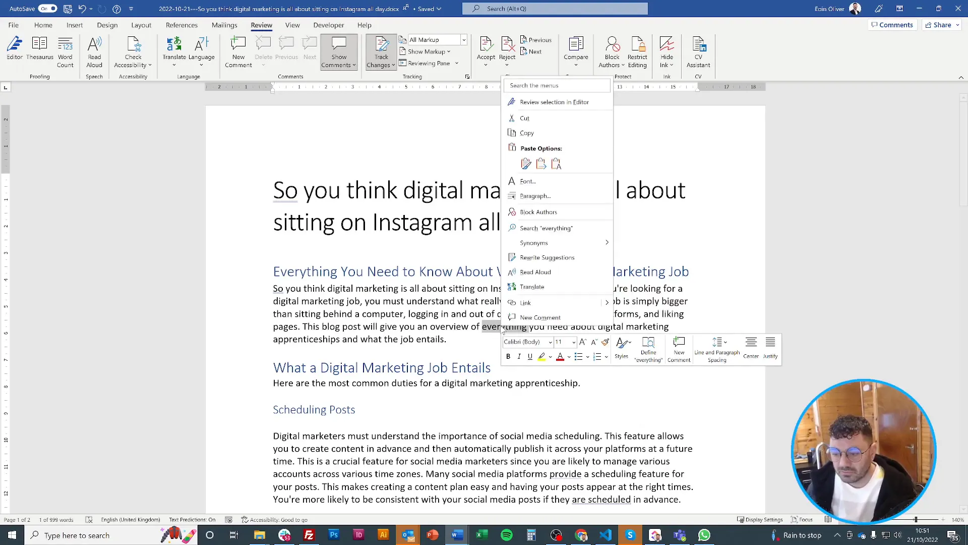 Navigating through changes in the document