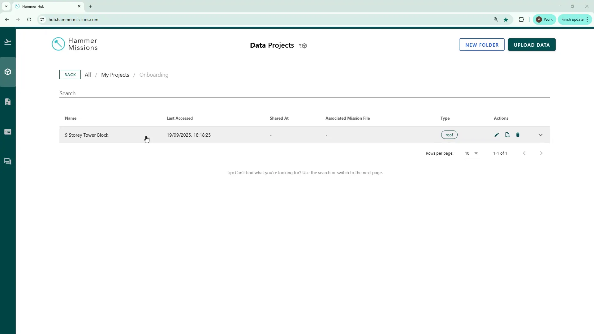 Opening the project in the Data Analysis section