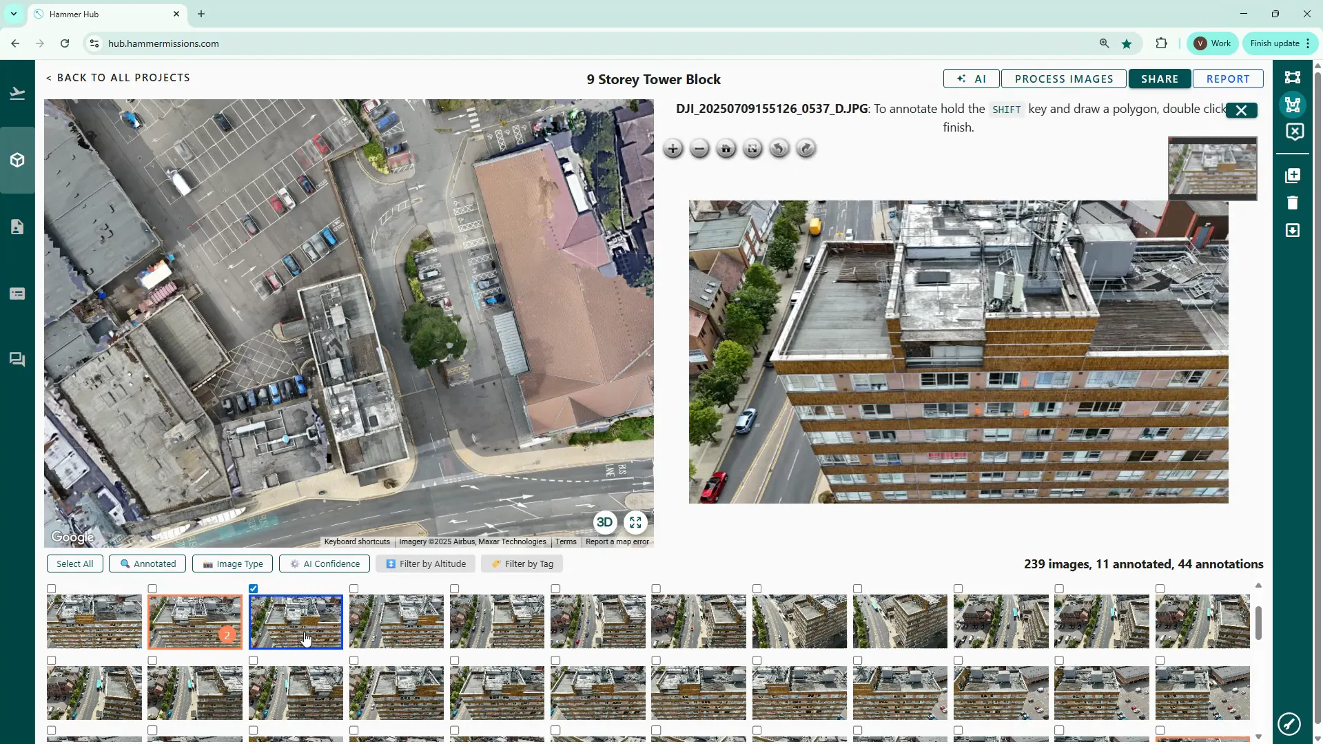 Thumbnail grid with annotated images