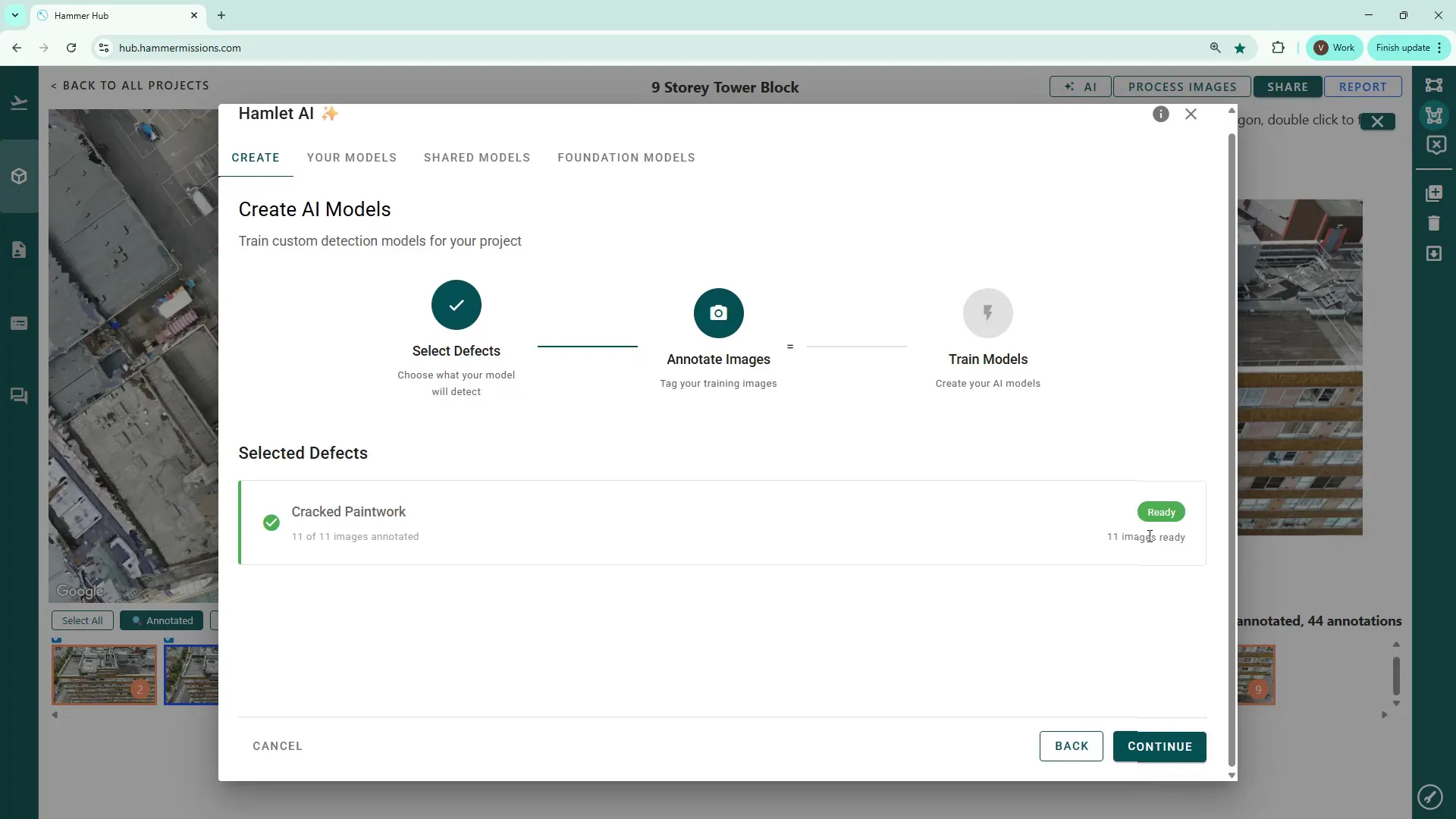 Selecting tags for the AI model from annotated labels