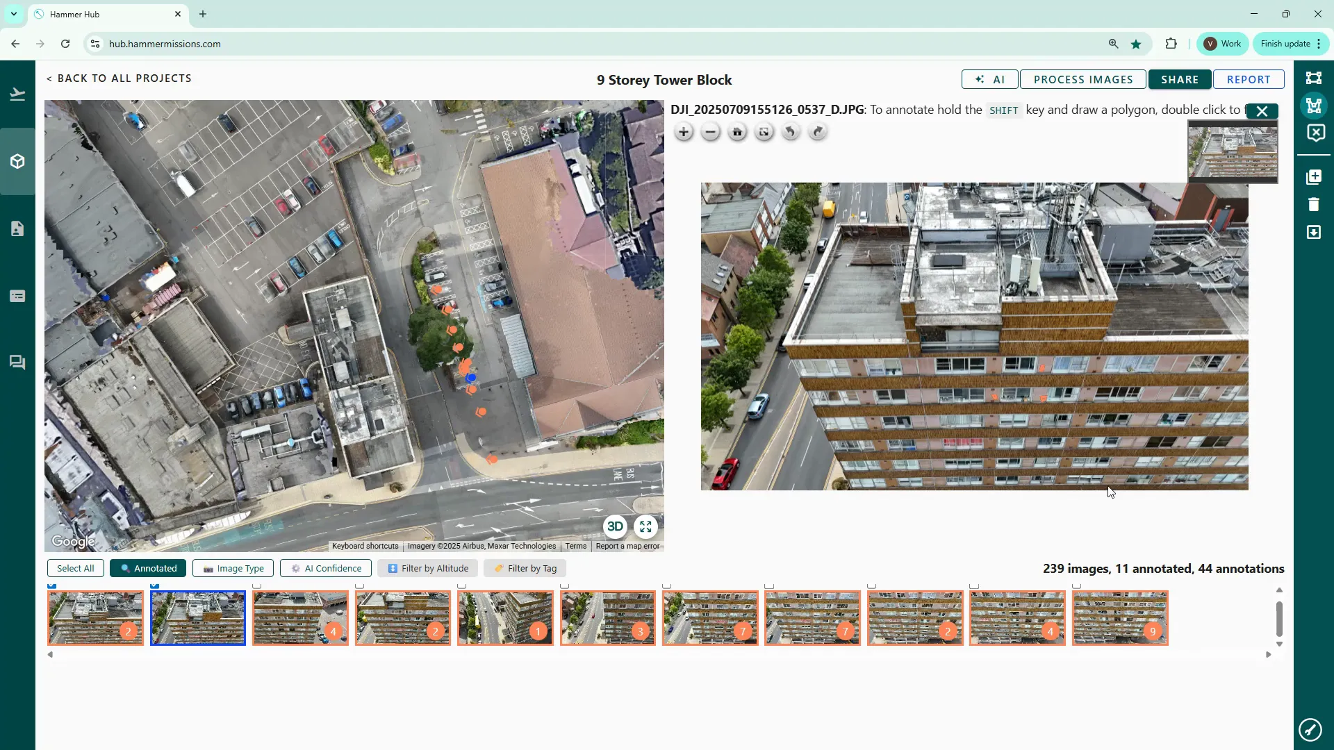 Filtering thumbnails to display only annotated images