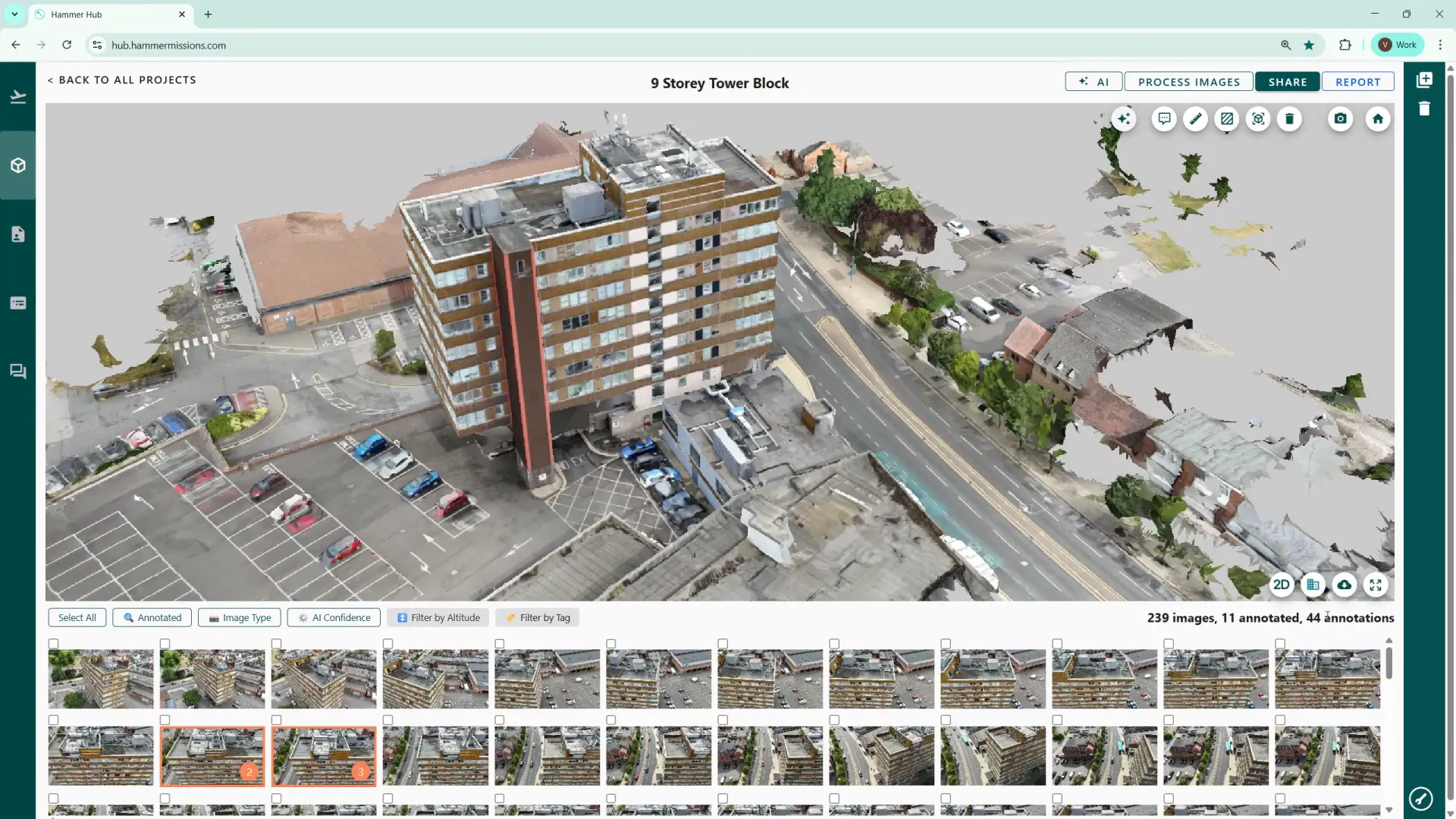 Project image gallery showing total images and number annotated