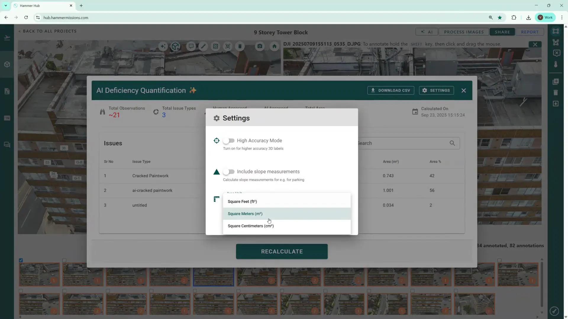 Option to download quantification data as CSV and change measurement units
