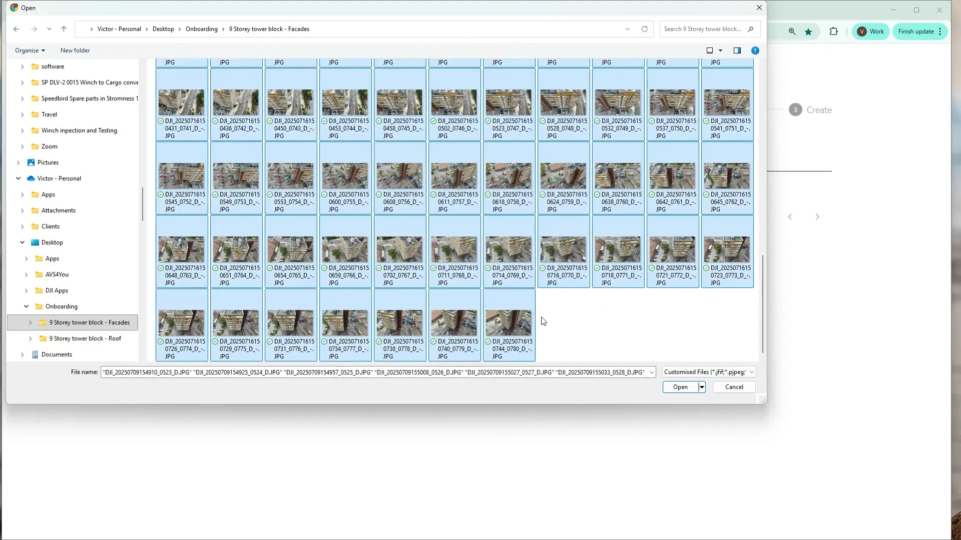 Selecting facade images to upload using Ctrl+A
