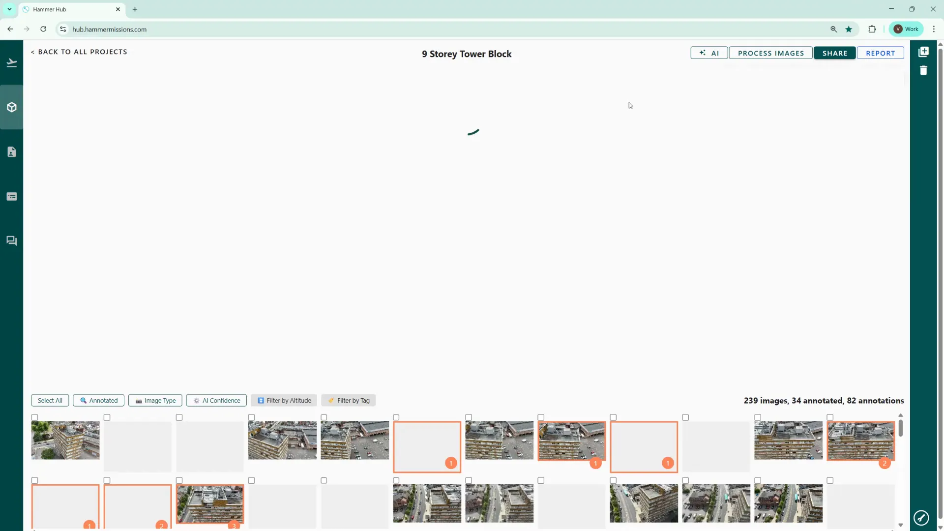 Report button in the top-right corner of the project screen