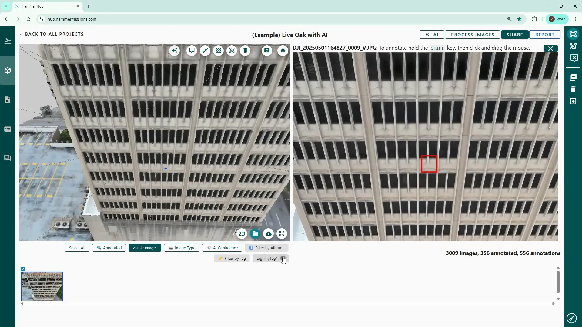 Filtering thumbnails by tag to show only relevant annotations
