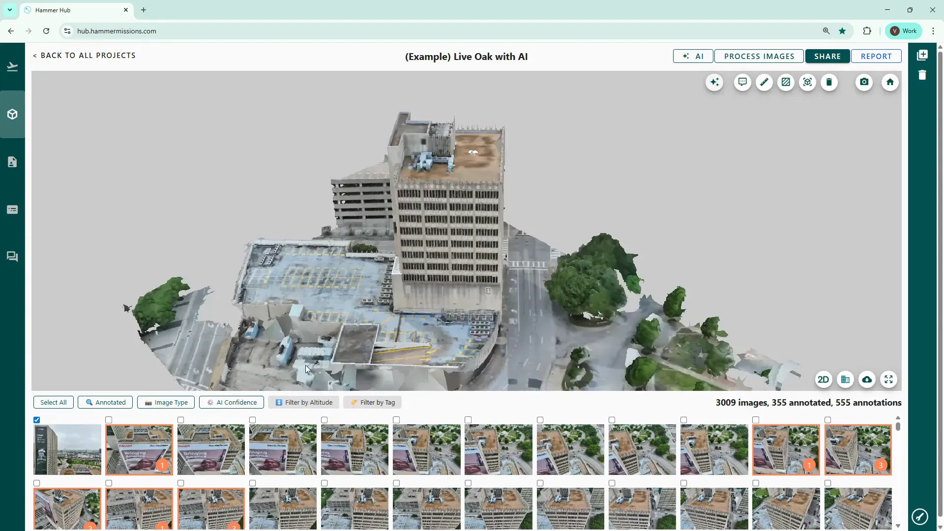 Clicking the 2D icon to change to a 2D map perspective