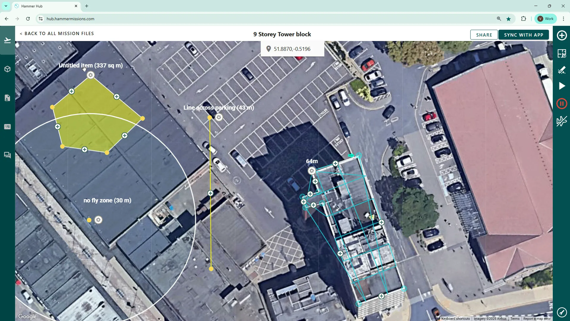 Drawing a polygon on the map to calculate area