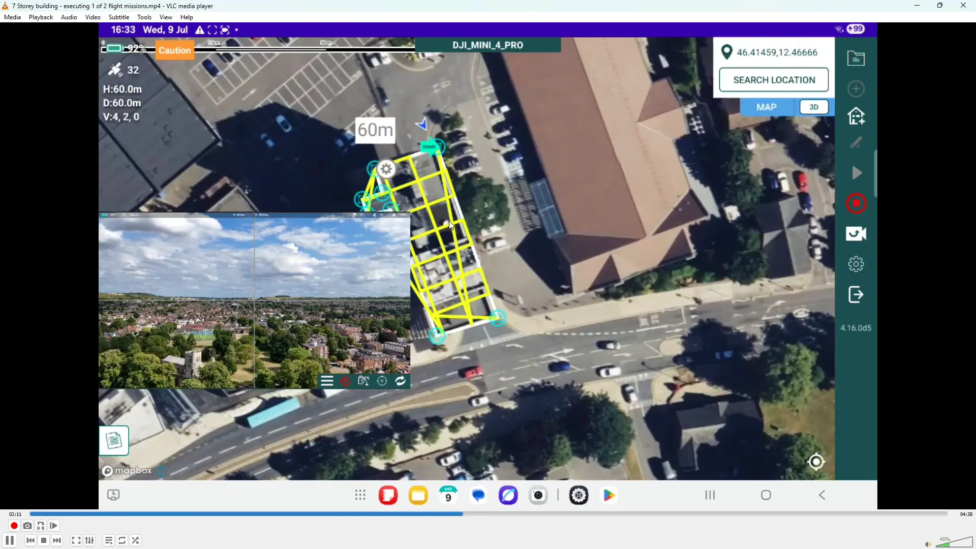 Drone climbing to mission altitude and transitioning to flight area