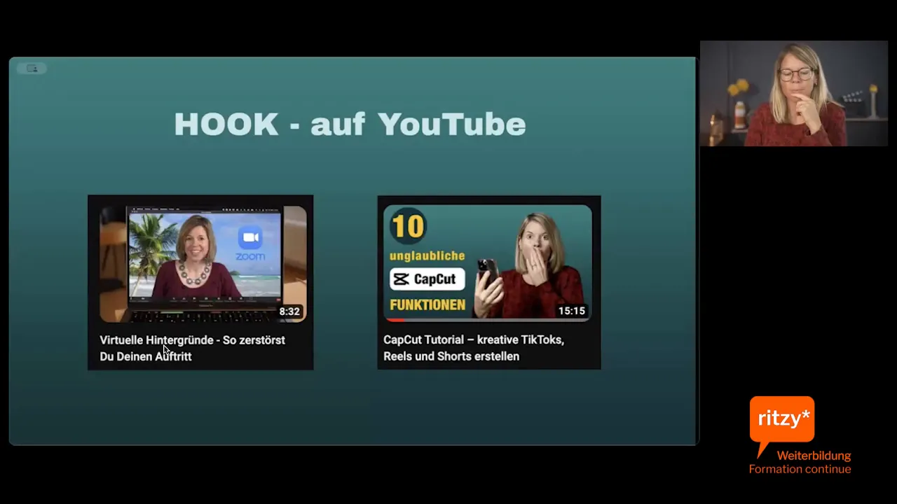 Screenshot: Beispiel für ein YouTube‑Thumbnail mit Titel 'Virtuelle Hintergründe'