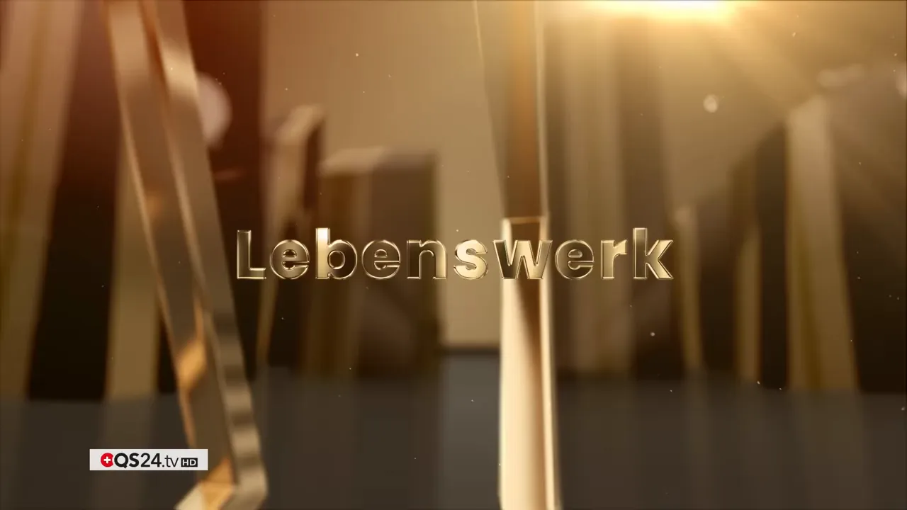 QS24 AWARD 2025: Versöhnung in der Medizin — Preisträgerinnen und Preisträger 10 Goldener 3D‑Schriftzug 'Lebenswerk' auf dunklem Hintergrund mit QS24-Logo