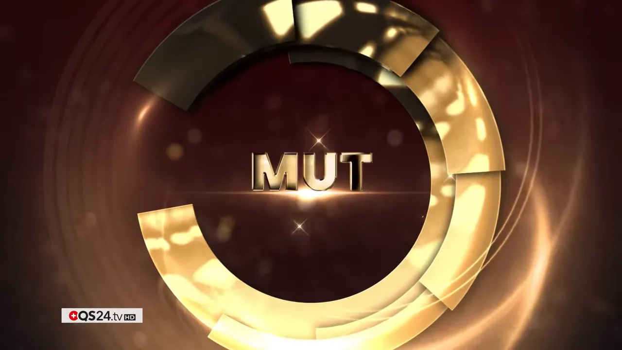 QS24 AWARD 2025: Versöhnung in der Medizin — Preisträgerinnen und Preisträger 9 Goldene Titelgrafik mit dem Wort 'MUT' im Zentrum eines goldenen Rings