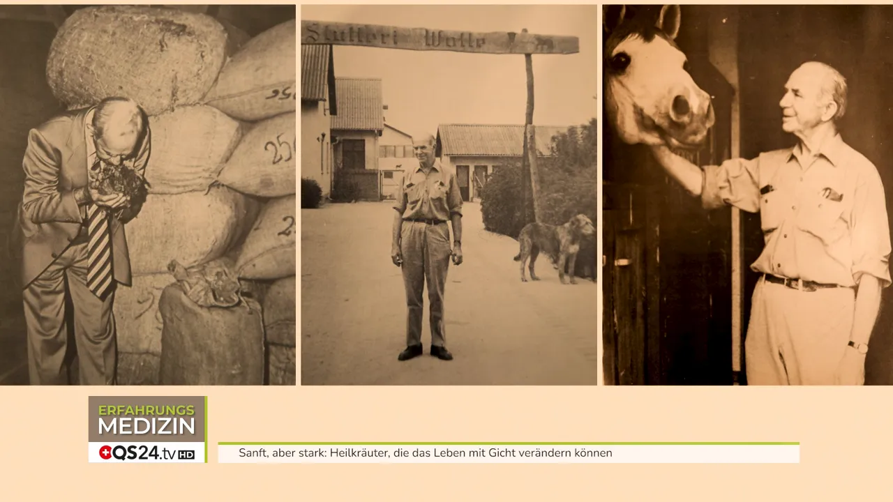 Foto von Arno Wolle auf seinem Hof mit Tieren