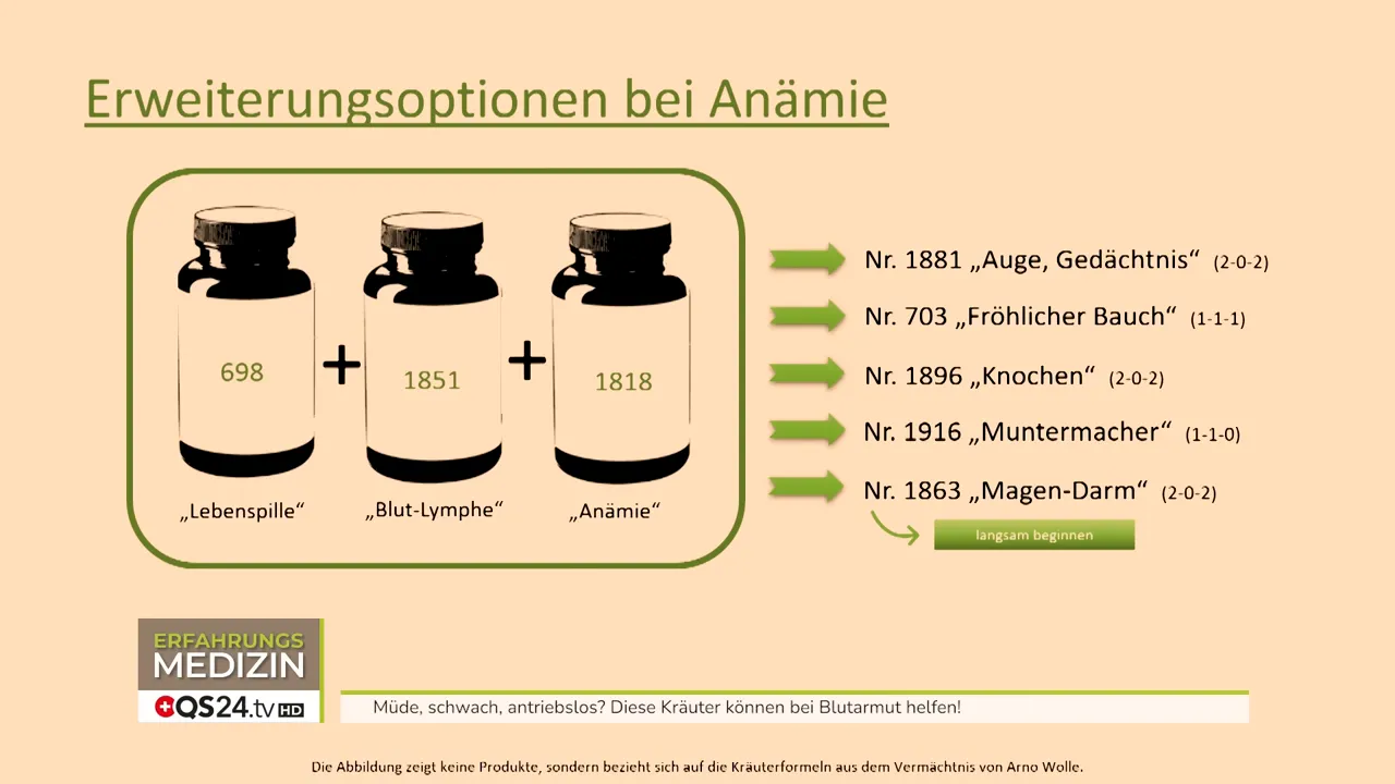 Tafel mit ergänzenden Wolle-Formeln für Kapillaren, Darm, Knochenmark