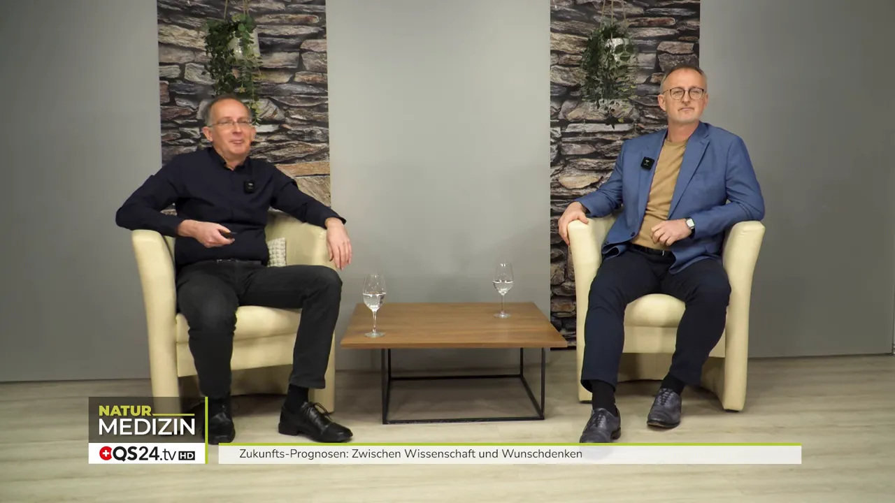 Schlussbild: Bühne der Sendung mit Moderator und Gast