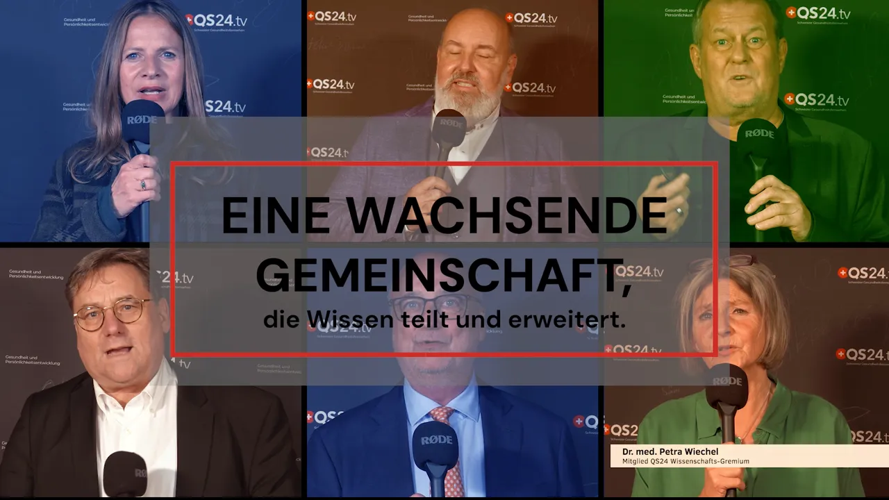 Collage mehrerer Sprecherinnen und Sprecher mit dem Text 'EINE WACHSENDE GEMEINSCHAFT' und QS24-Branding.