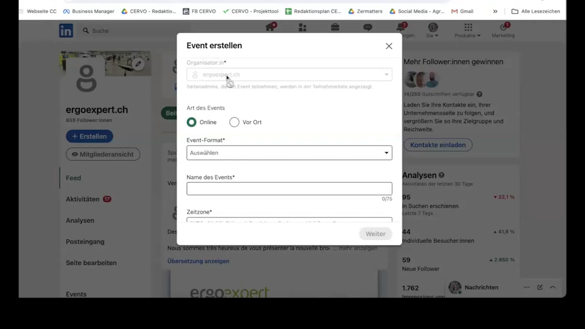 Event-Erstellung auf LinkedIn mit Bild und Details
