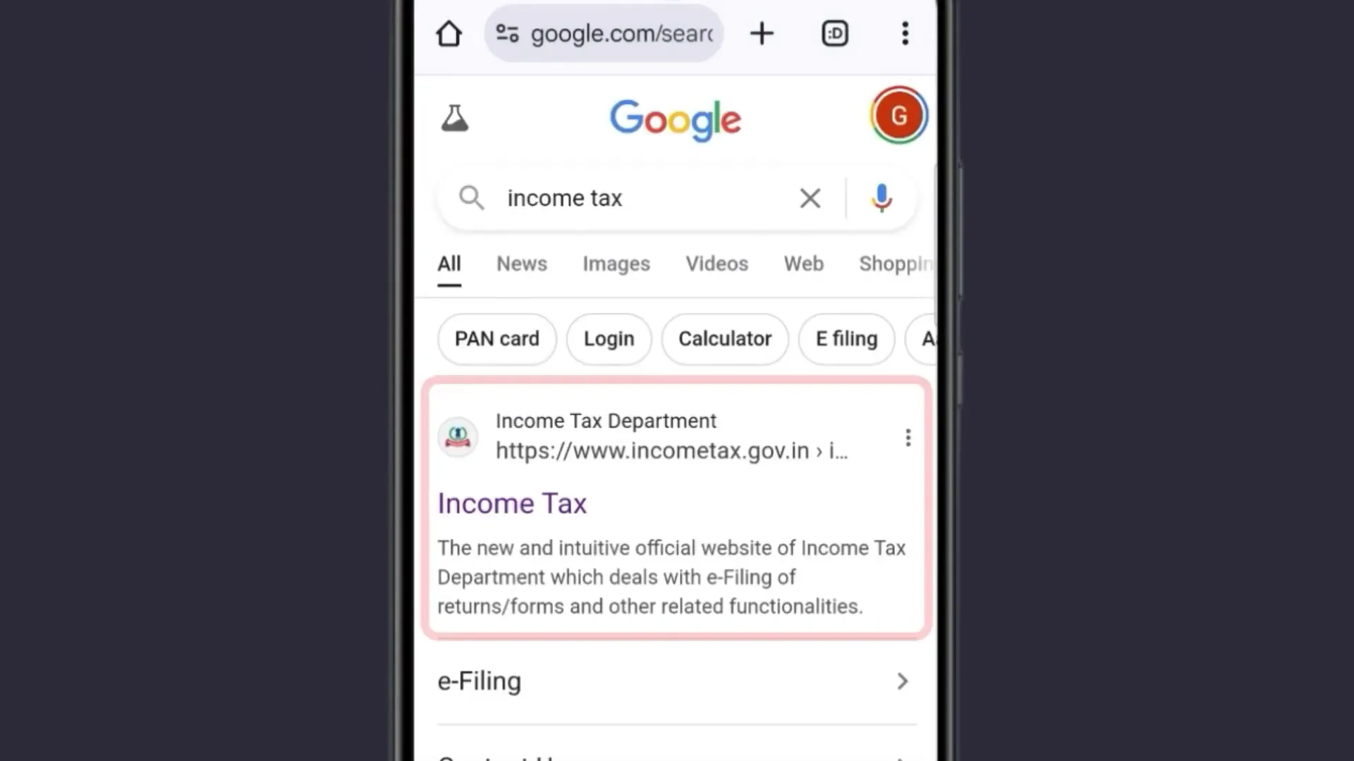 Income Tax official website