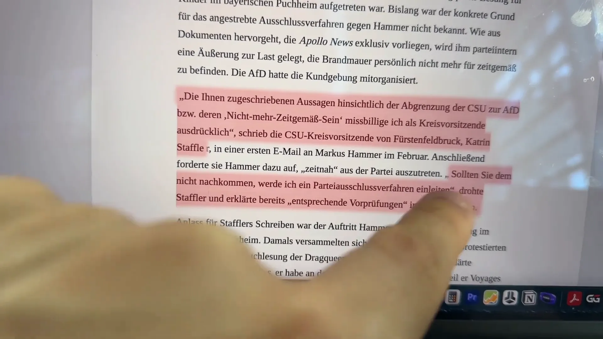 Schriftliche Drohung eines Parteiausschlussverfahrens