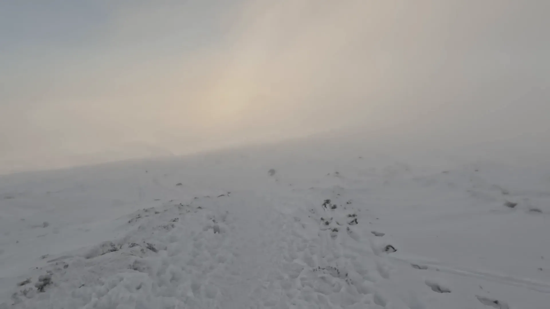 Descending into clouds during the Winter Spine Race