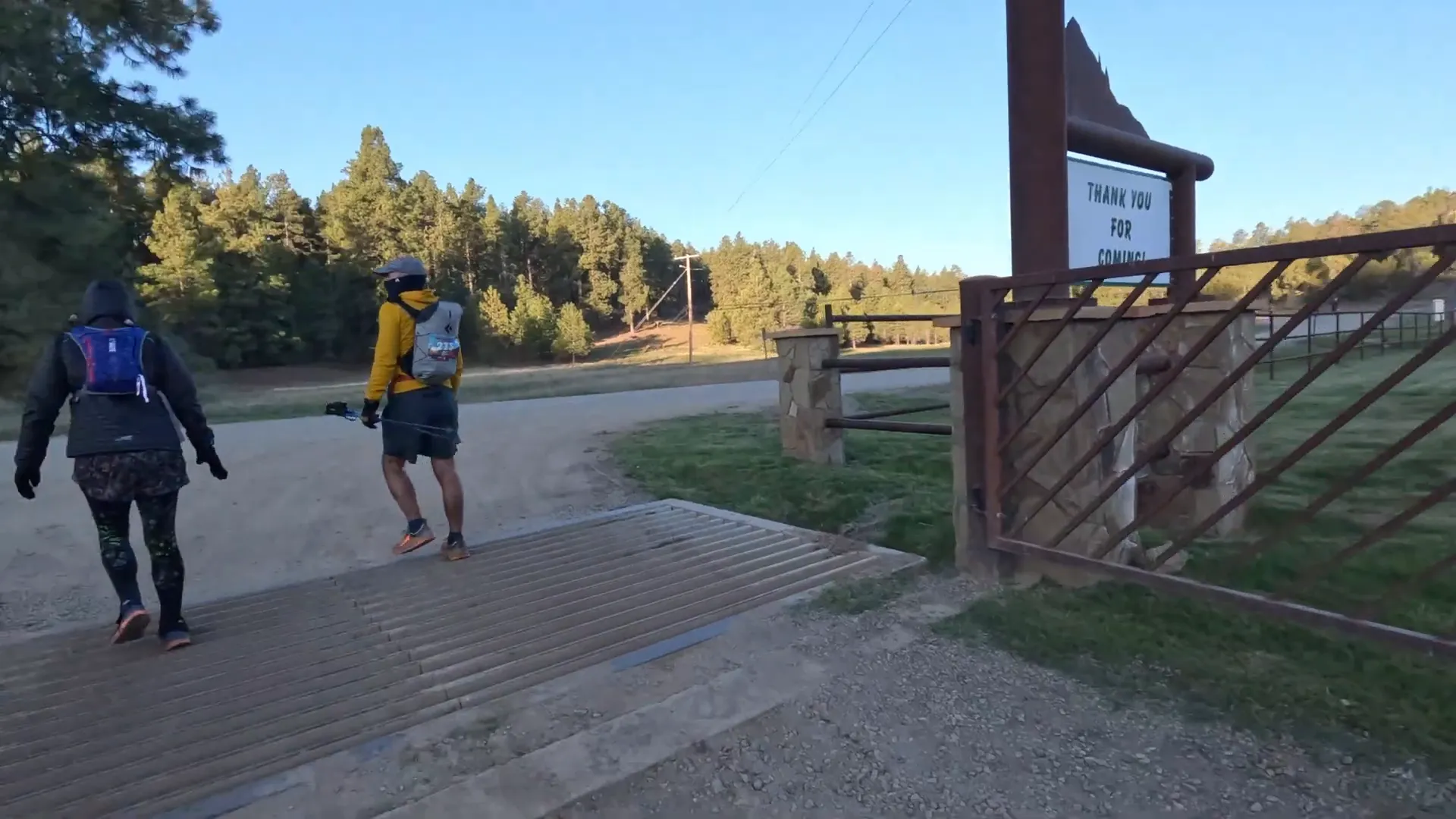 Starting descent from Mount Mingus with my wife Ana, my favorite pacer