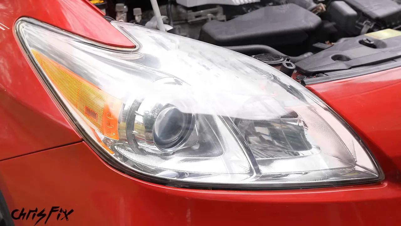 Before-and-after comparison of the Prius headlight lens