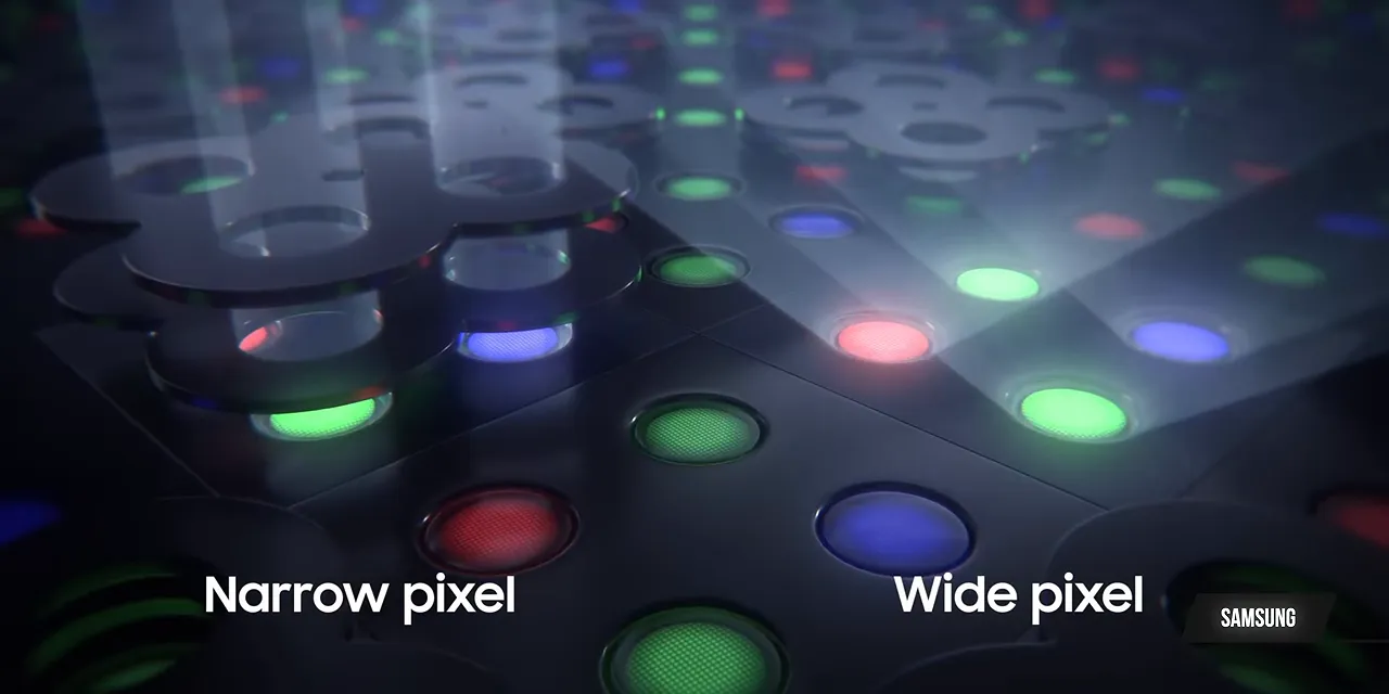 Display animation labeling narrow pixels and wide pixels with different light patterns