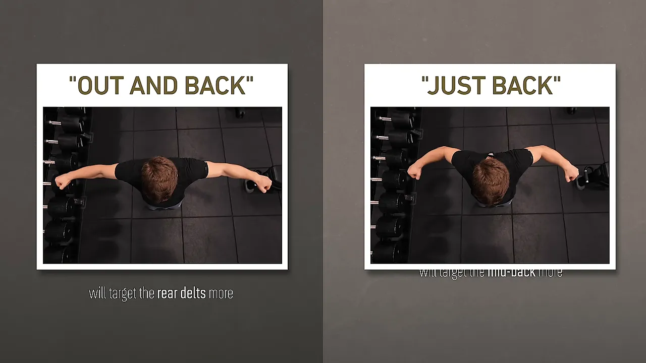 Overhead comparisons labeled out and back and just back showing different arm paths