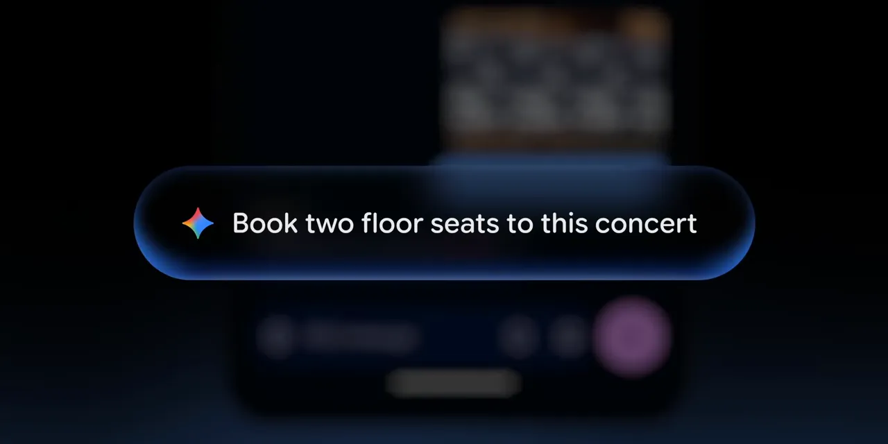 Gemini suggestion reading Book two floor seats to this concert over a blurred messaging screen