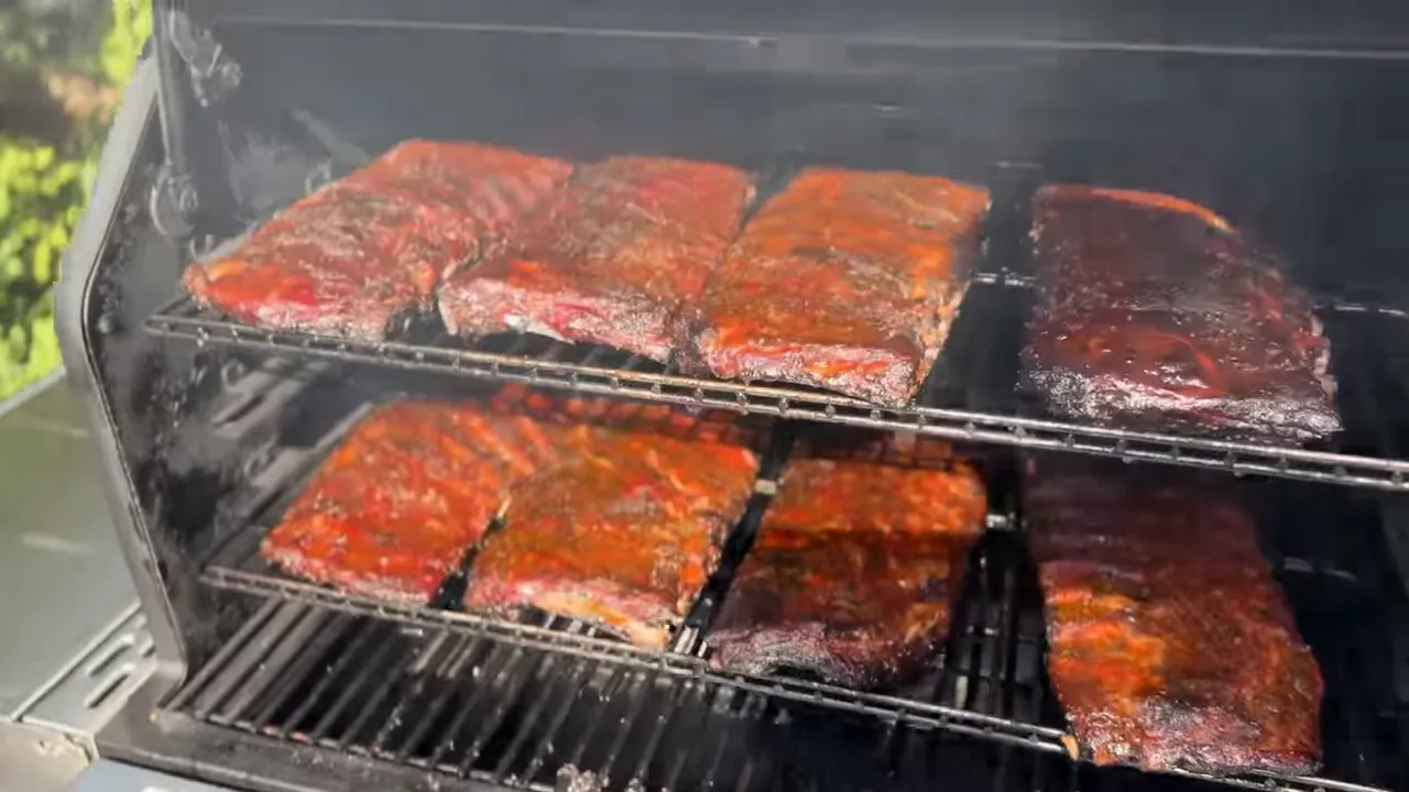 Glazed rib racks arranged on two cooking levels inside the Gravity XT