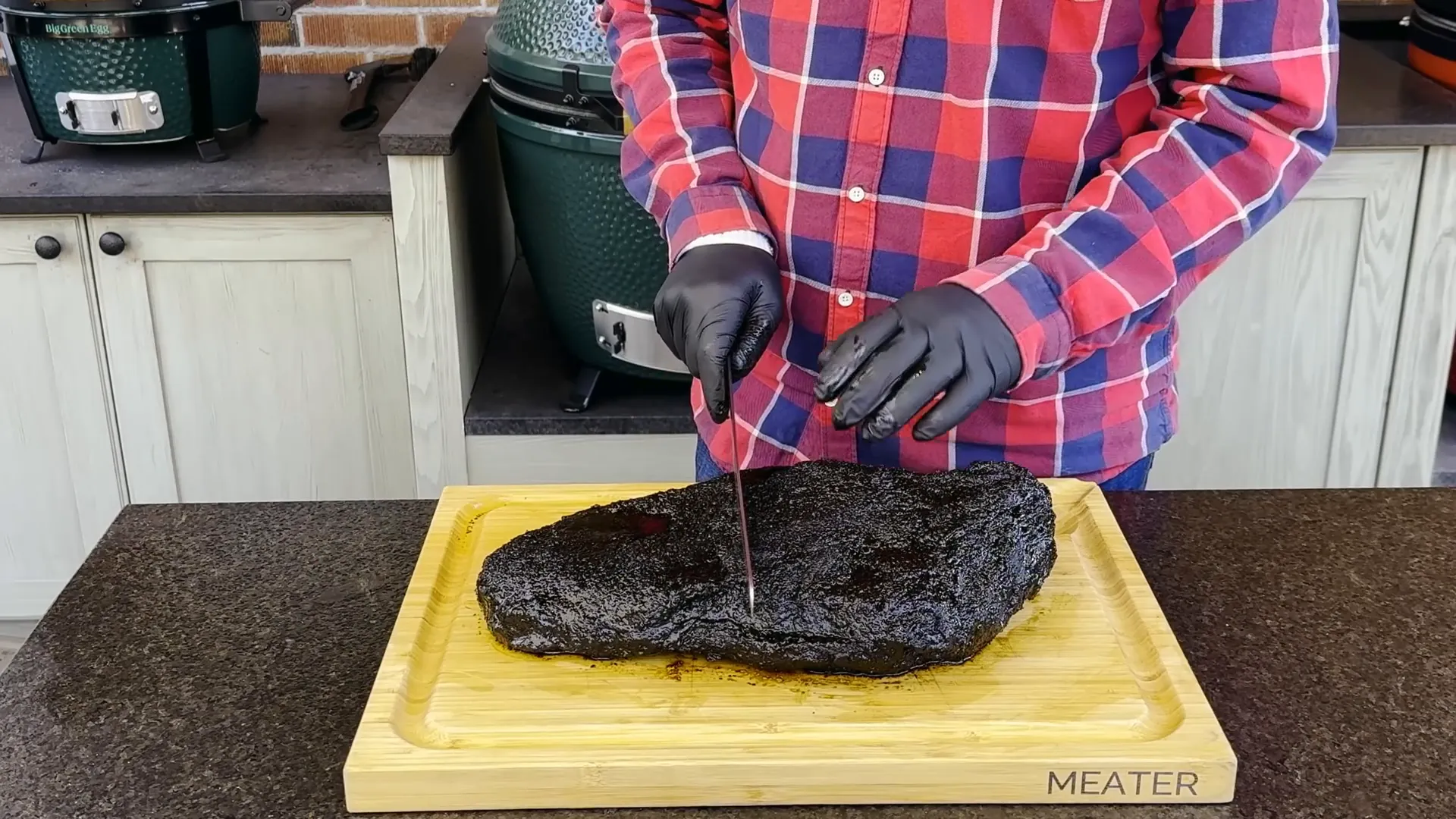 Slicing into brisket after hot hold