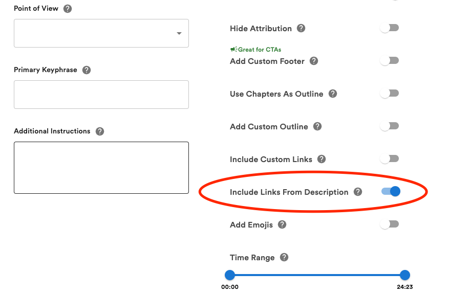 Auto add links from YouTube description