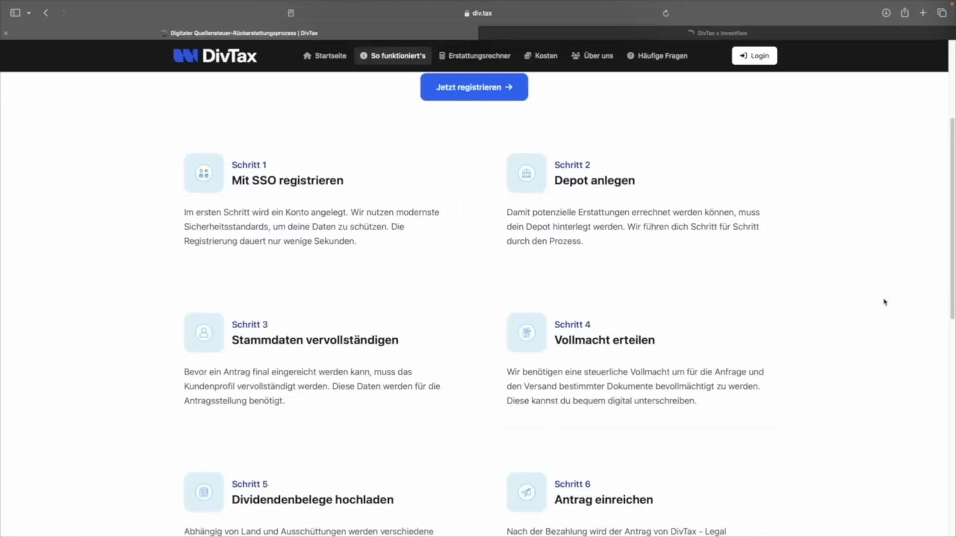 DIVTAX Quellensteuer Rückerstattung Schritt für Schritt