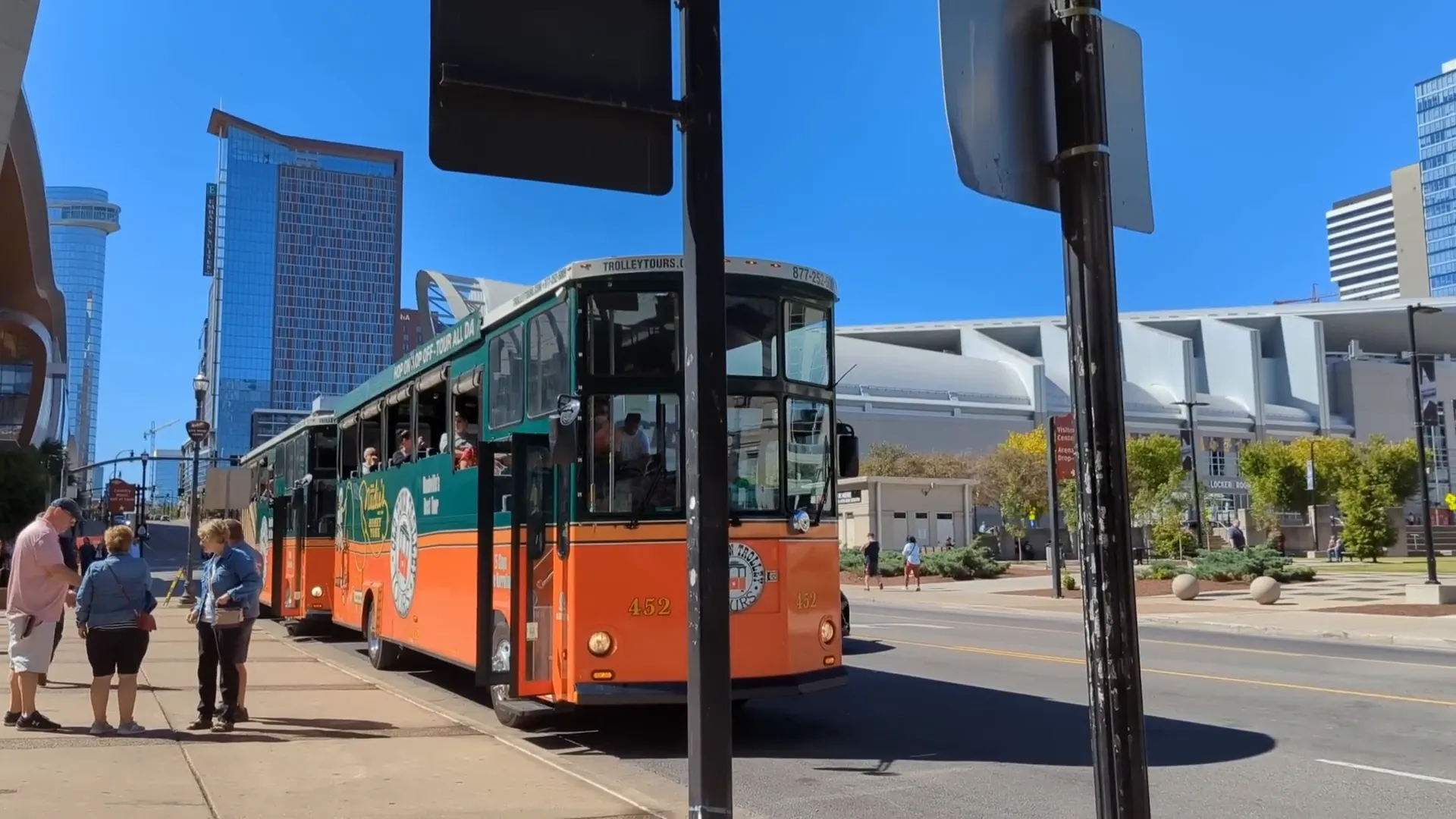 Tourists enjoying the Downtown Trolley Tour