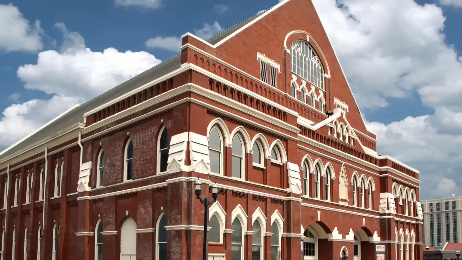 The beautiful facade of Ryman Auditorium