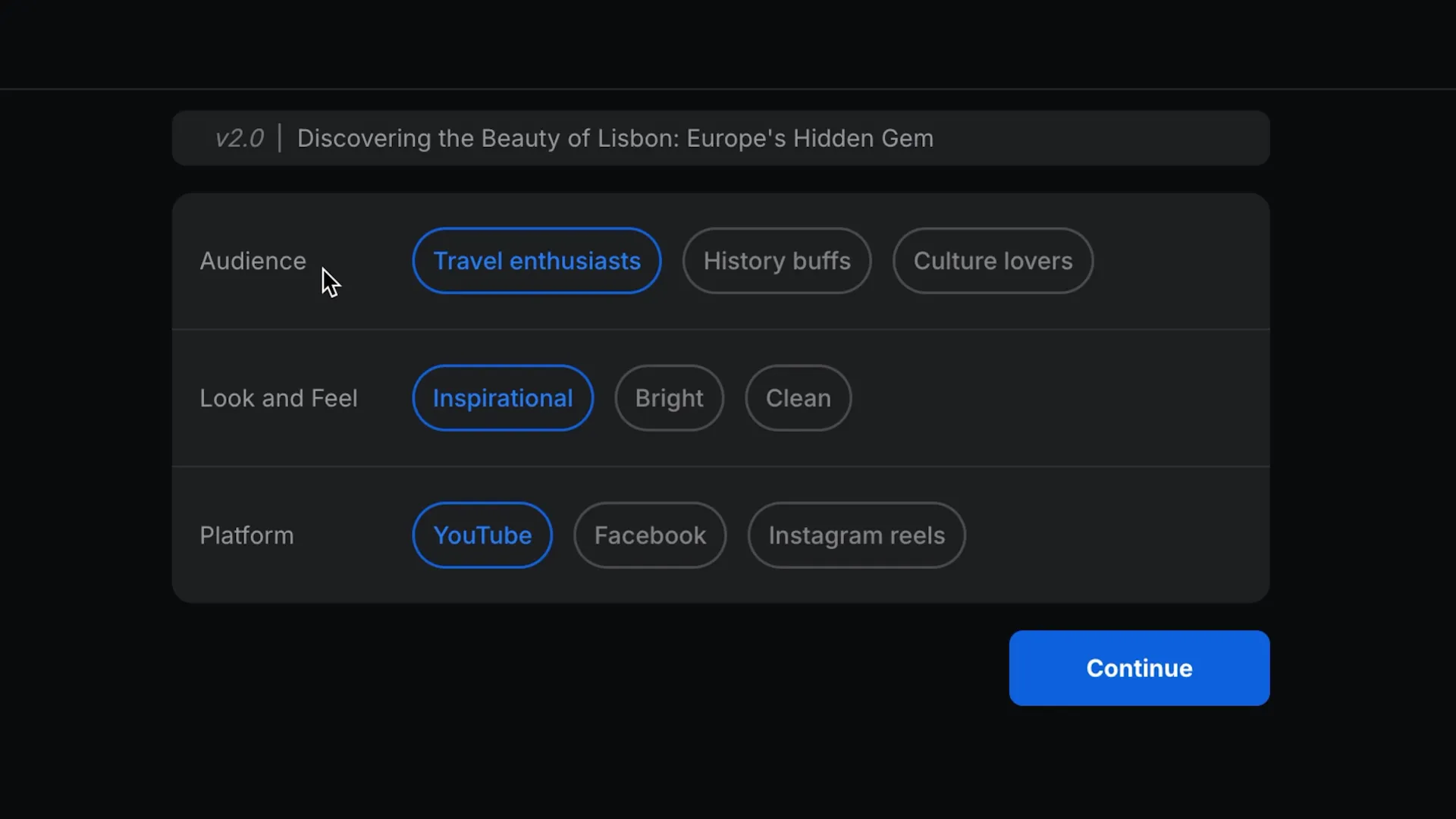 Choosing Audience in InVideo AI
