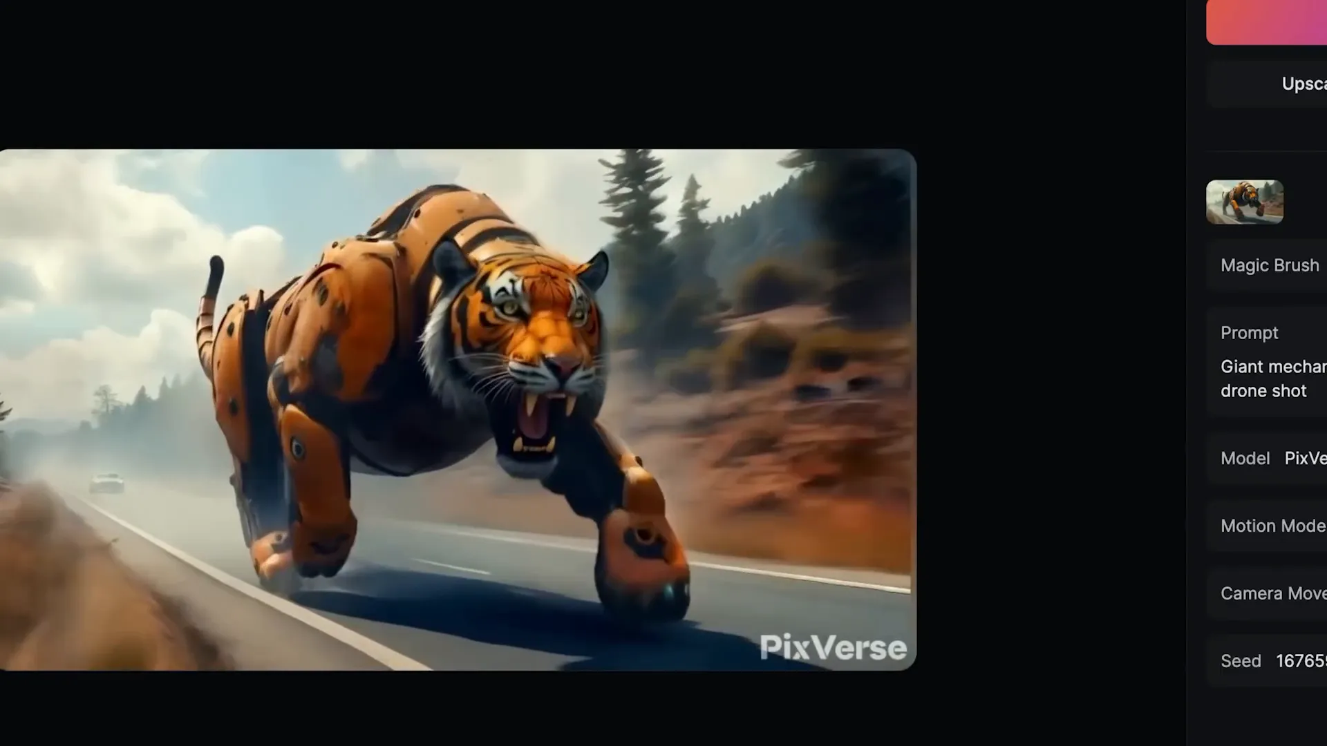 Generated video of a tiger moving