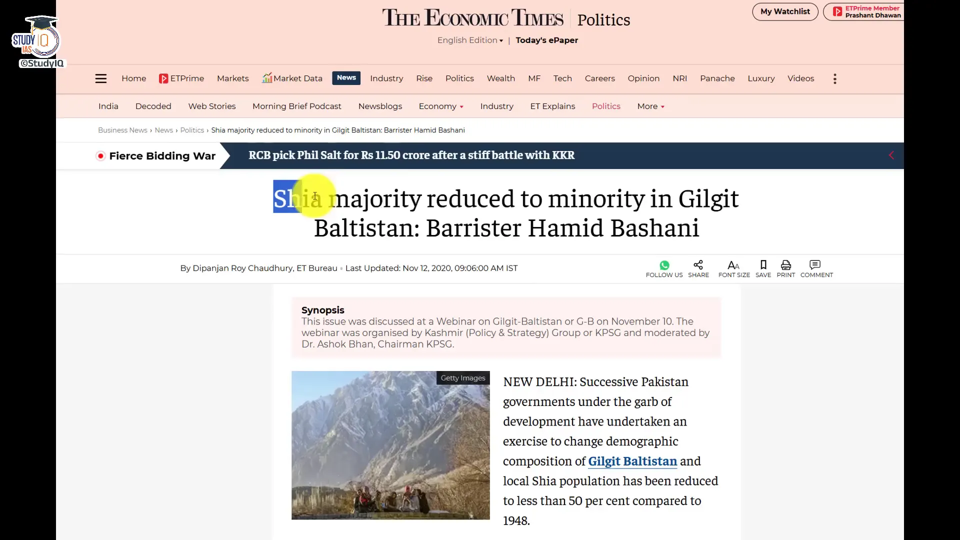 Shia demographics in Gilgit-Baltistan