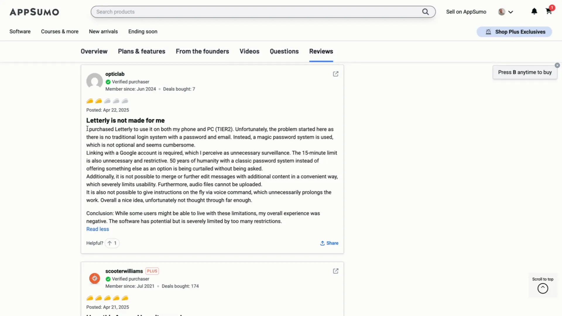 Letterly Ai Appsumo customer Review get mash now with adam Ace spencer