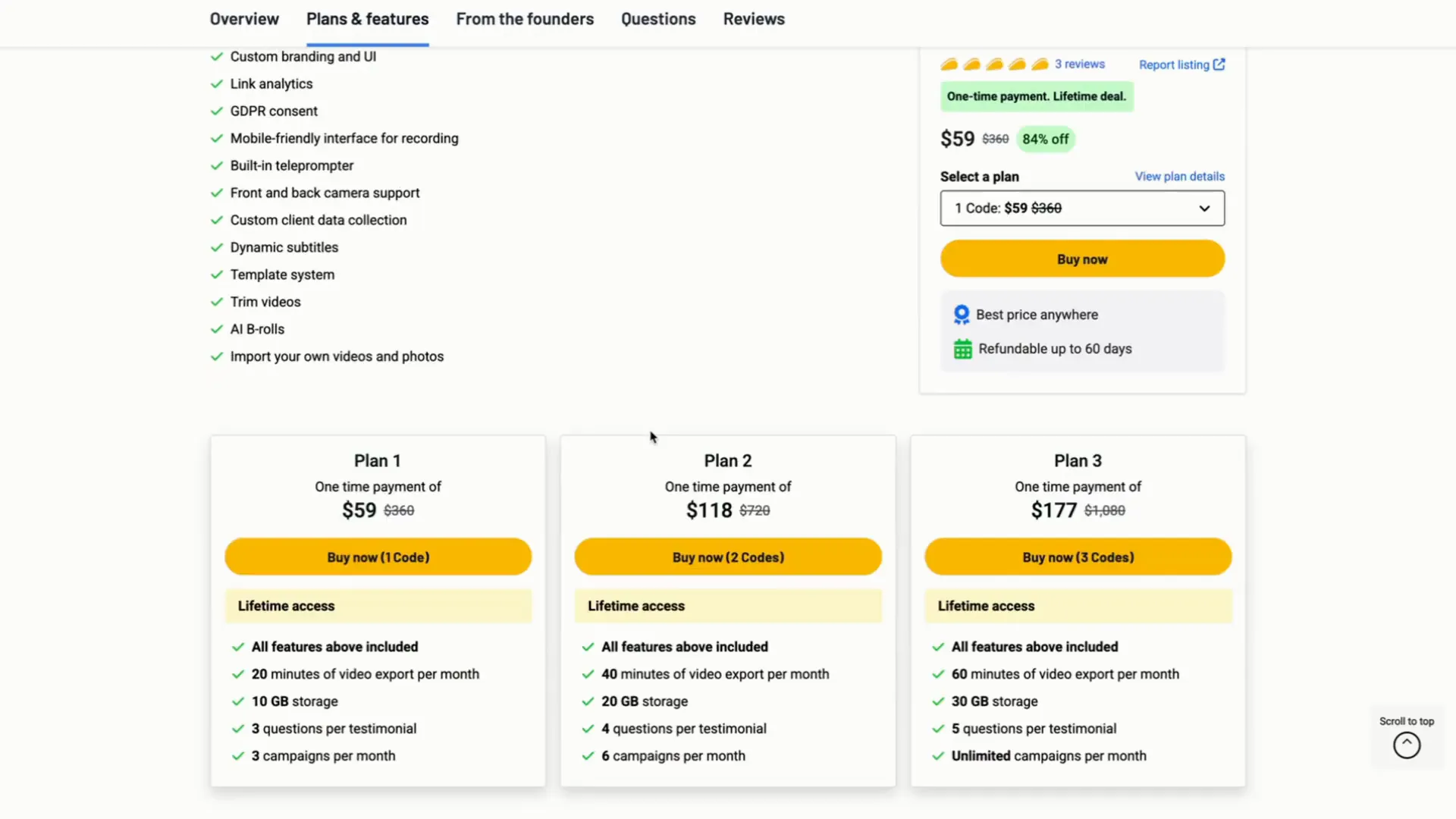 Vibeo pricing plans overview