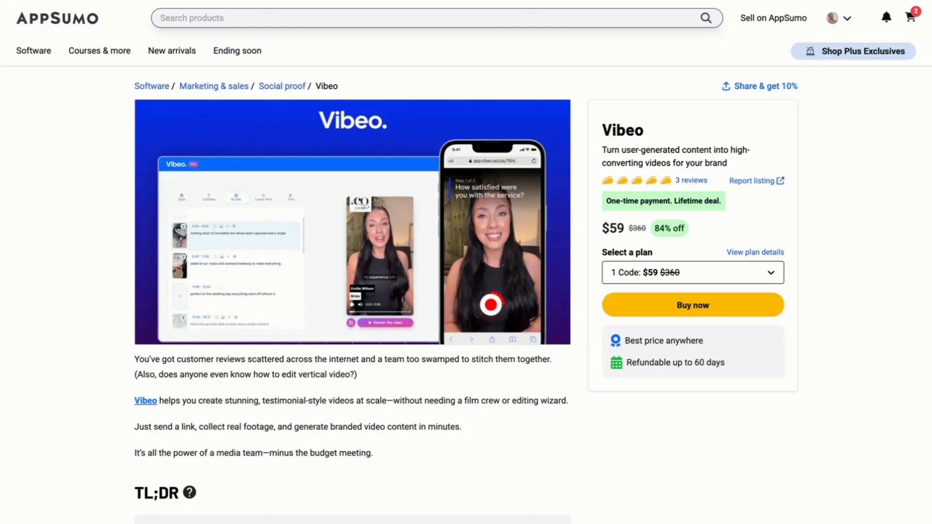 Vibeo lifetime deal on AppSumo review on Get MASH Now