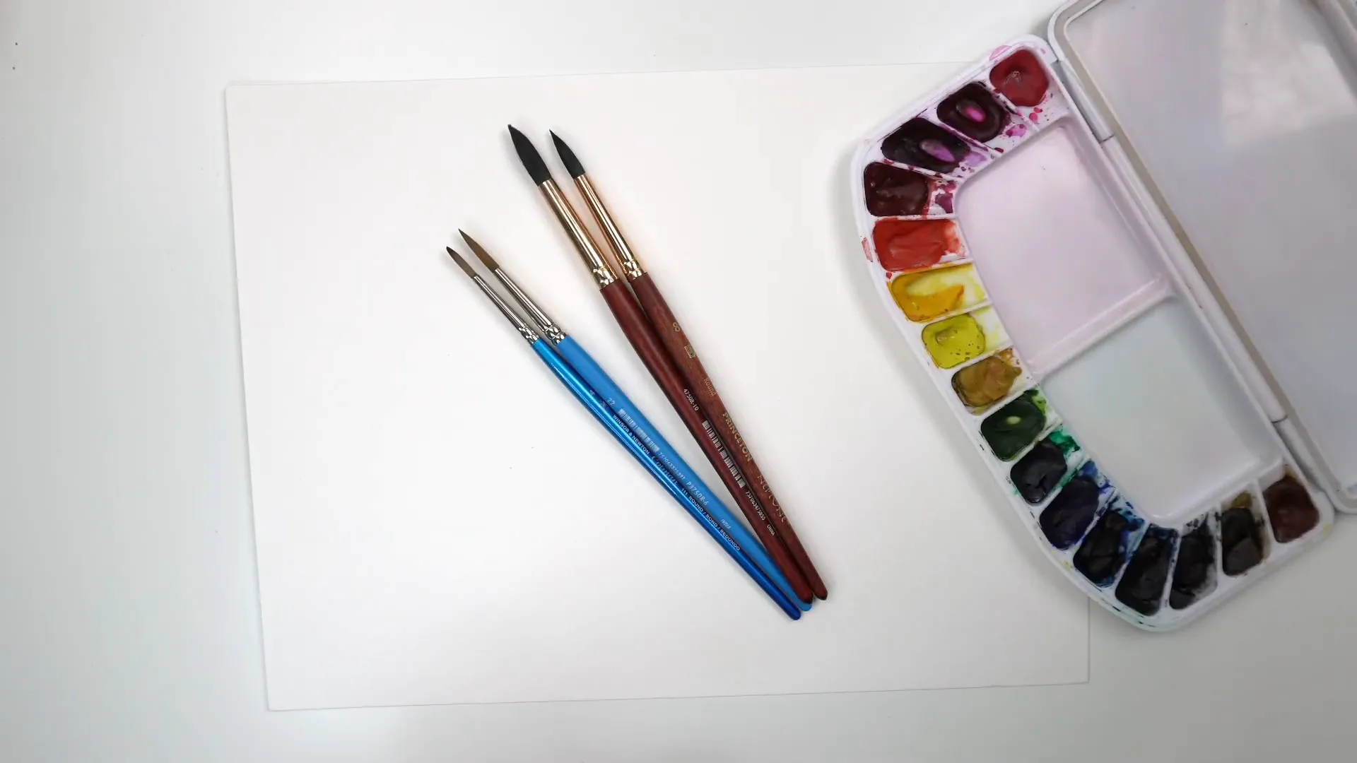 Variety of watercolor brushes