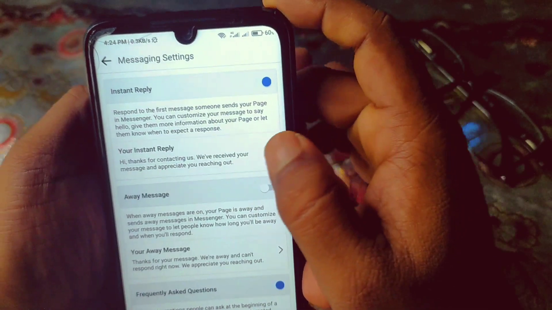 Setting Up Automatic Messages Screenshot