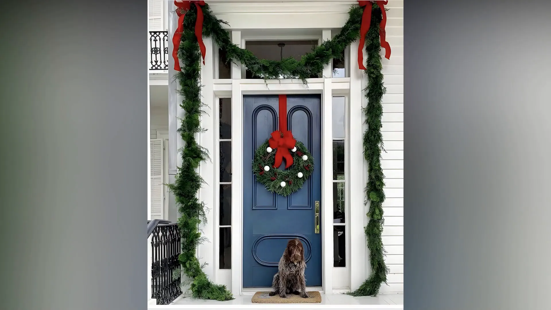 Festive mantle with stockings and garland