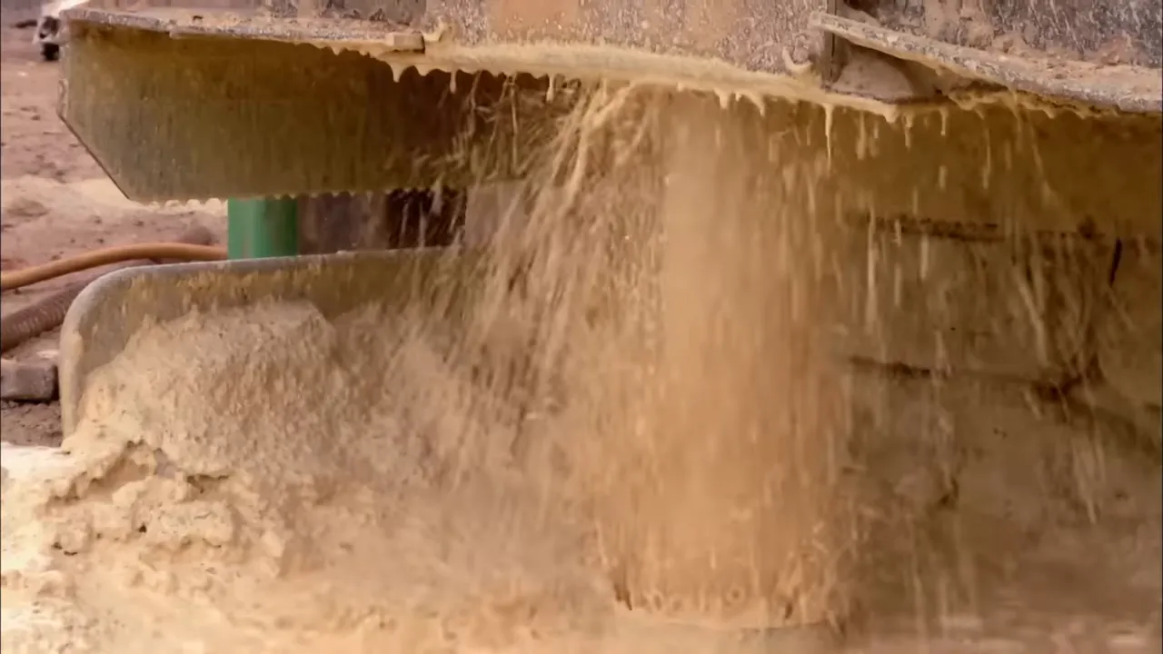 Drilling rig striking water after deep bore